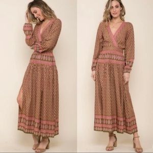 Raga pink and green print maxi dress